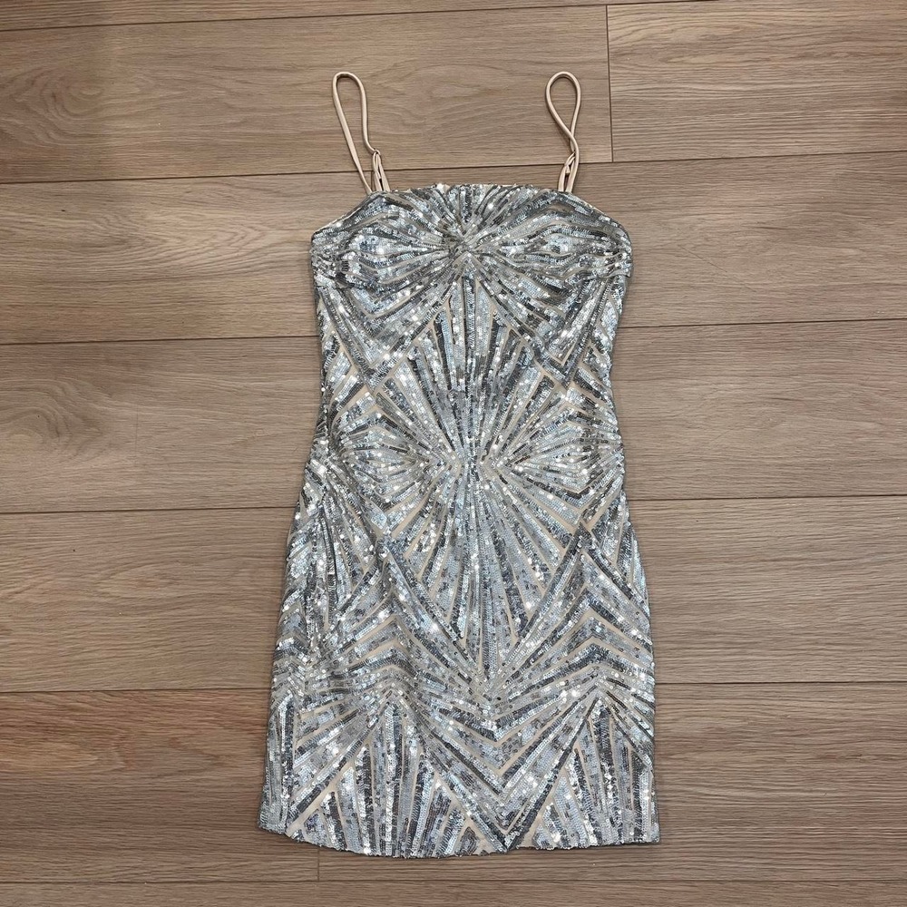 NWT Lulus Silver Sequin Bodycon Mini Dress Women S Party Glam Special Occasion